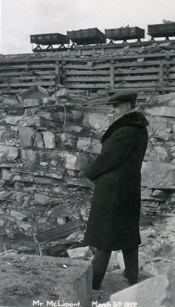 Black and white photo of Andrew McLimont at the Great Falls site.